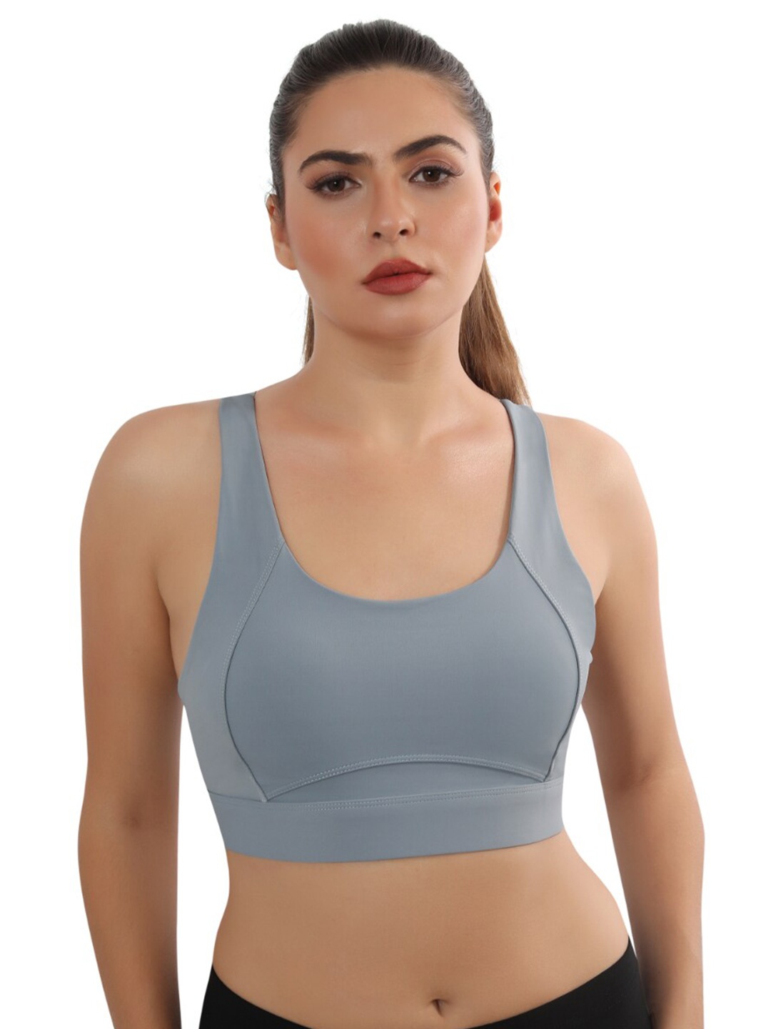 

Bella Voste Anti Odour Full Coverage Seamless Lightly Padded Workout Bra-Moisture Wicking, Blue