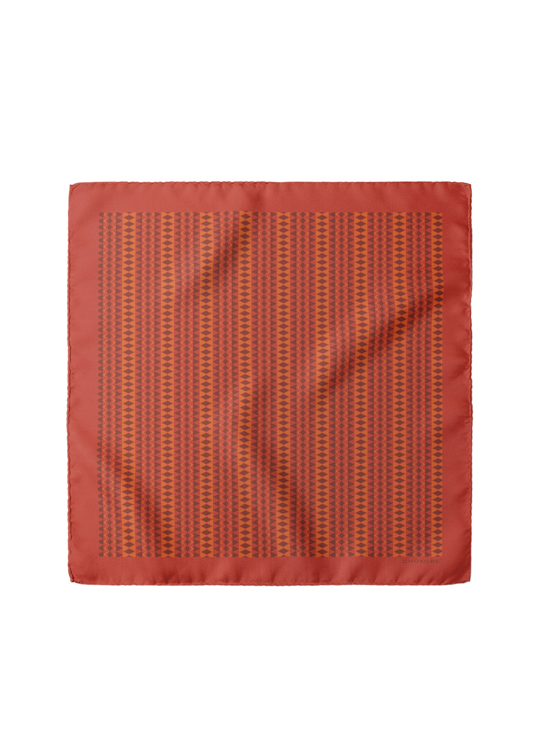 

CHOKORE Printed Silk Pocket Square, Orange
