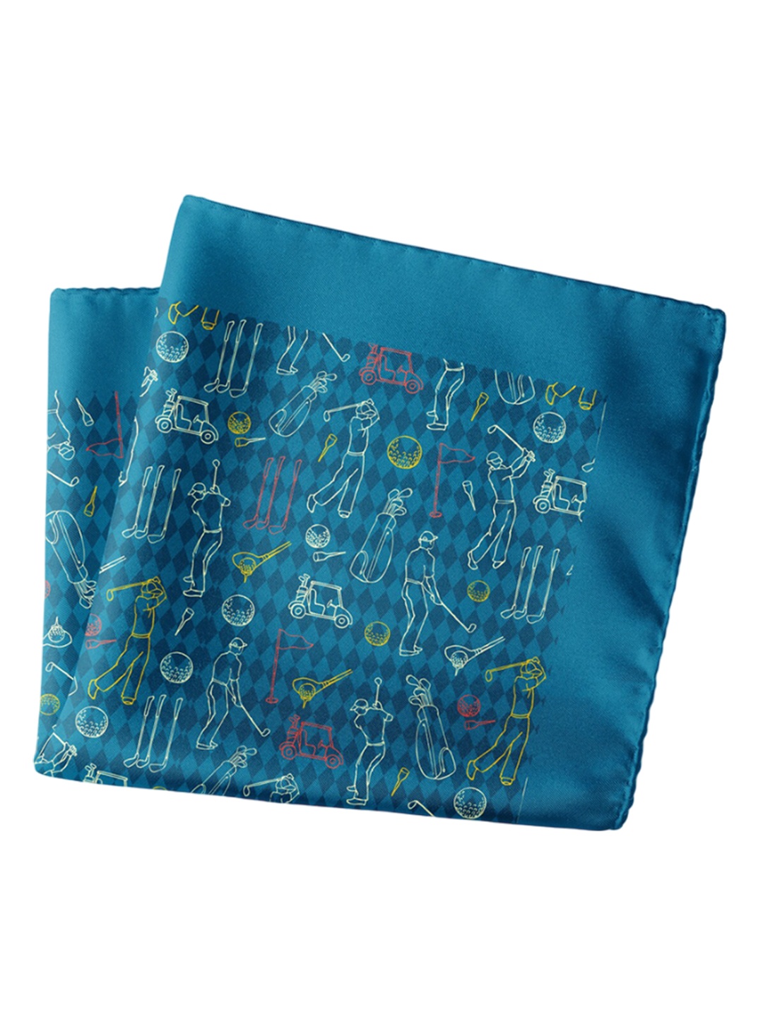 

CHOKORE Printed Pure Silk Pocket Square, Blue