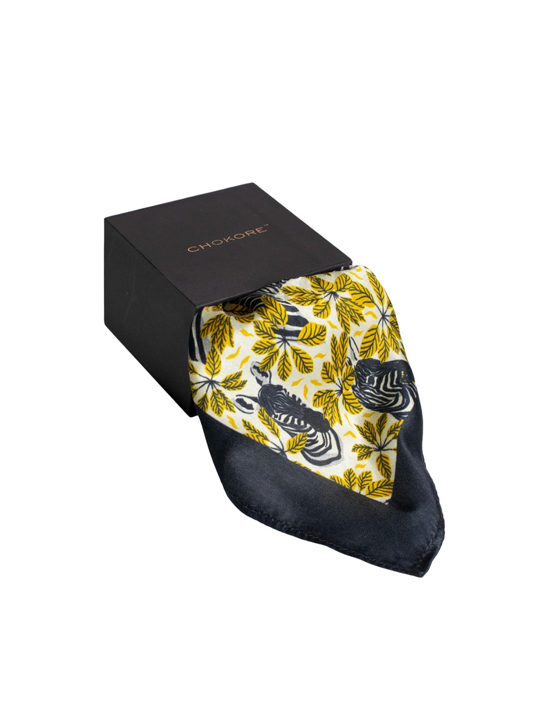 

CHOKORE Printed Silk Pocket Square, White