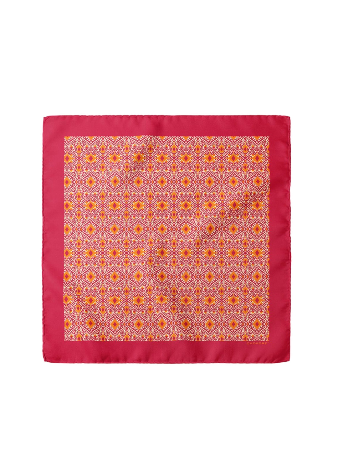 

CHOKORE Printed Silk Pocket Square, Pink