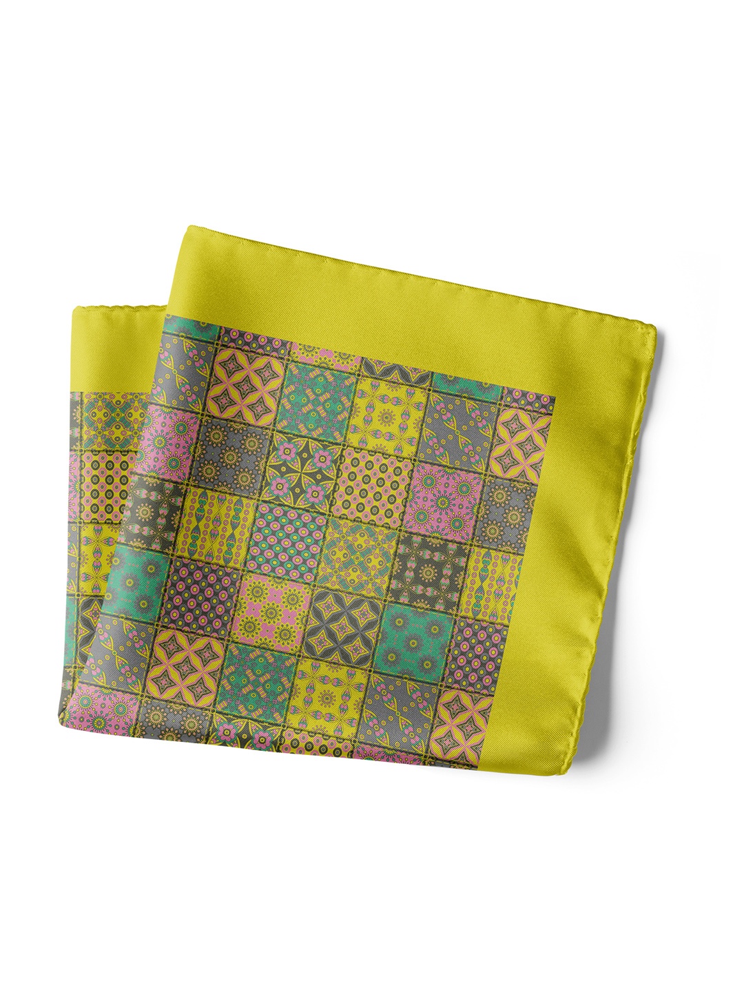 CHOKORE Printed Silk Pocket Square, Pink