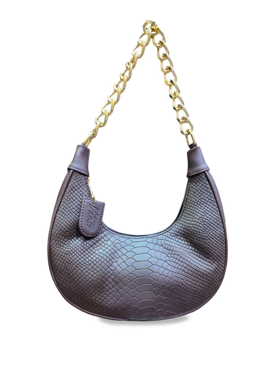 

Vdesi Animal Textured Half Moon Hobo Bag with Tasselled, Brown