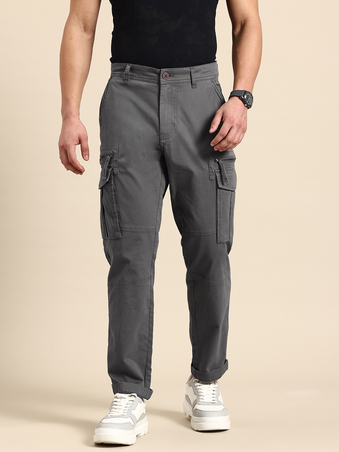 

Being Human Men Slim Fit Cargos, Grey