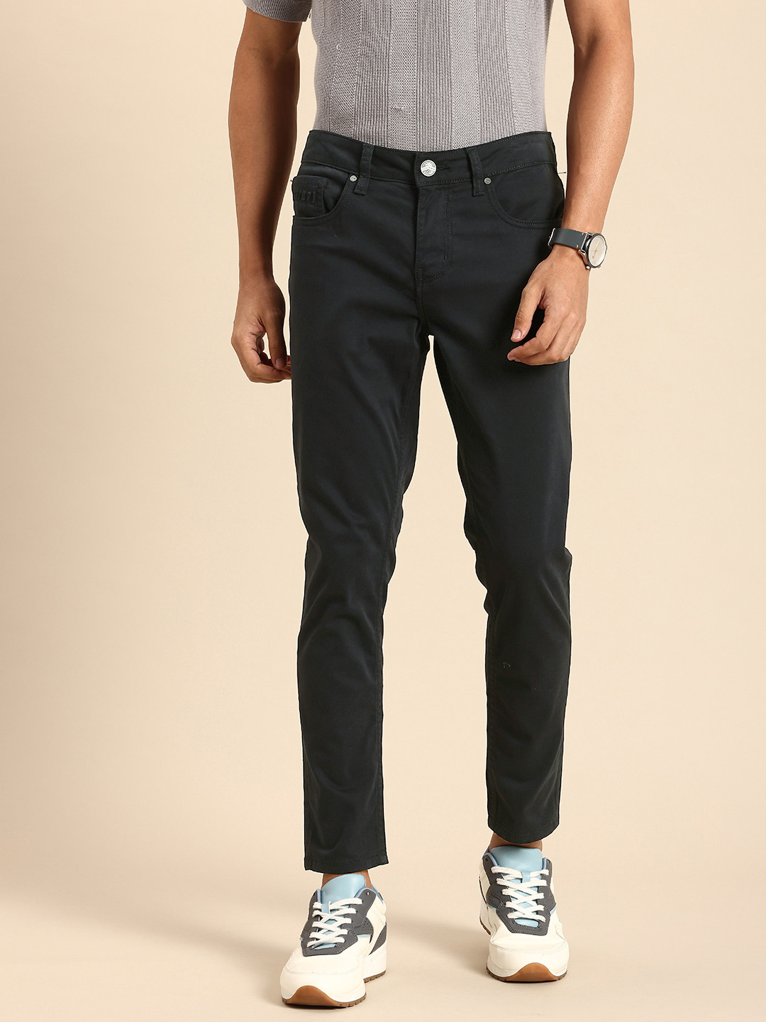 

Being Human Men Slim Fit Chinos Trousers, Black
