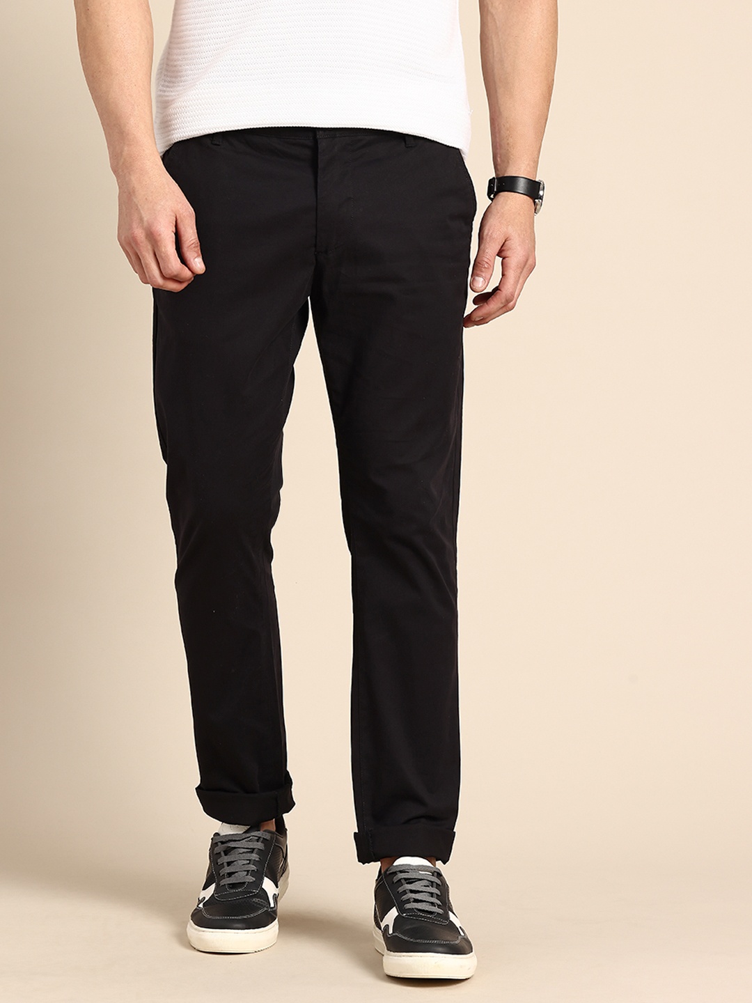 

Being Human Men Slim Fit Chinos Trousers, Black