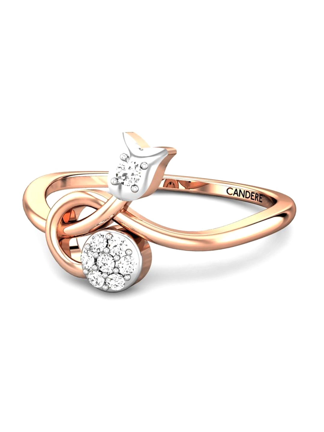 

CANDERE A KALYAN JEWELLERS COMPANY BIS Hallmark 14KT Rose Gold Diamond Finger Ring-1.57gm