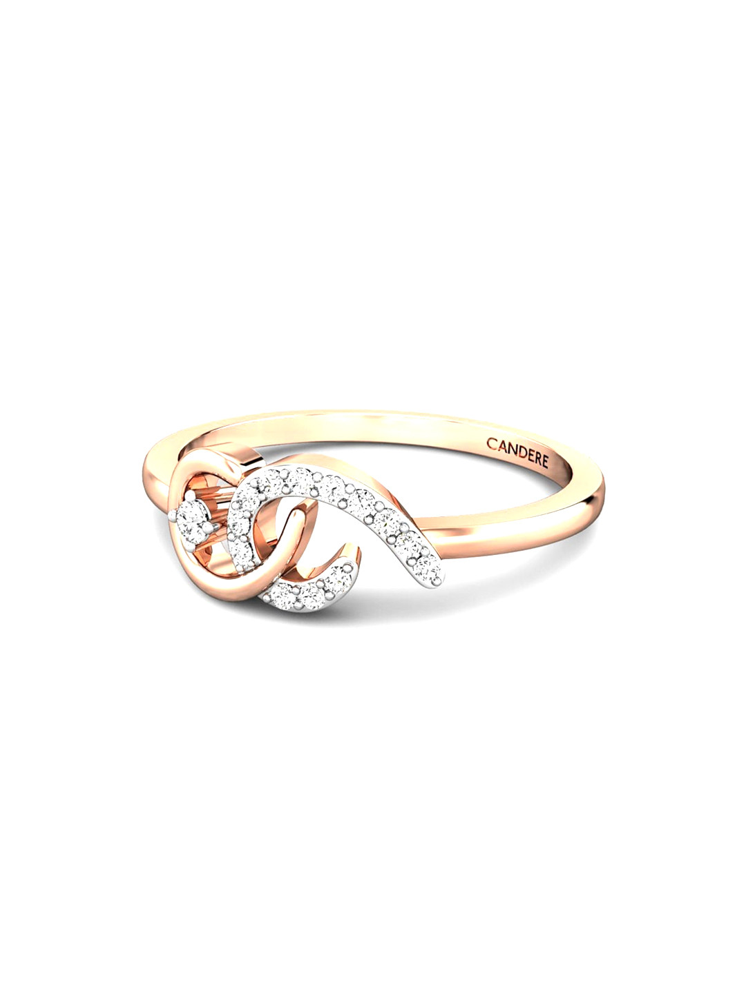 

CANDERE A KALYAN JEWELLERS COMPANY 18KT (750) Gold Diamond Studded Ring-2.43gm, Rose gold