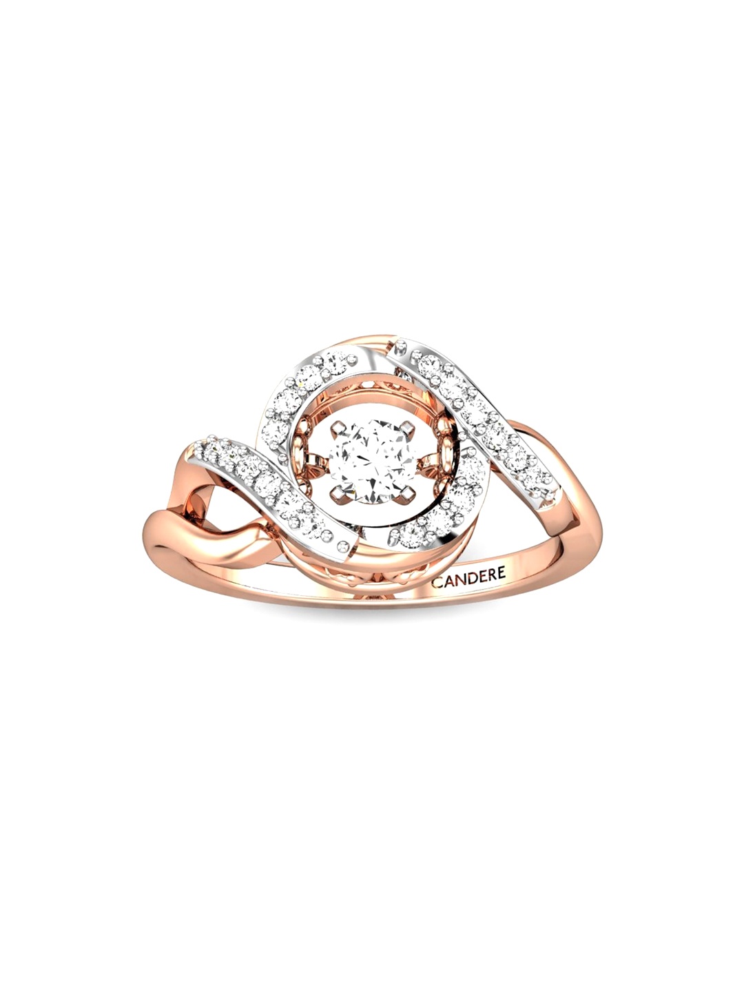 

CANDERE A KALYAN JEWELLERS COMPANY 18KT Rose Gold Diamond-Studded Finger Ring- 2.03gm