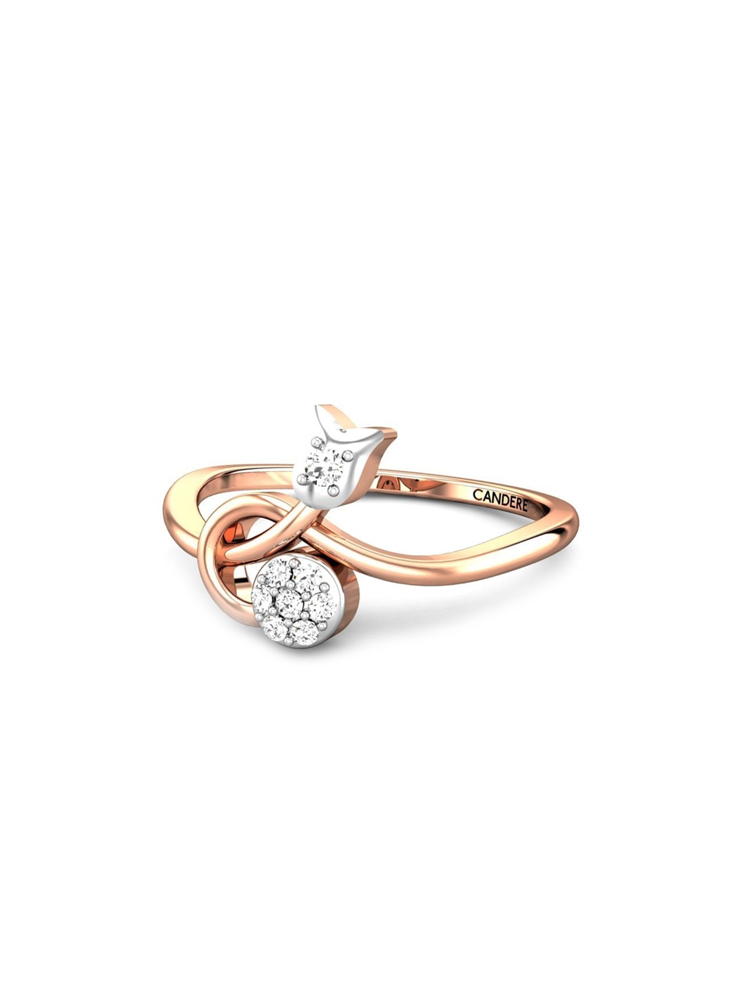

CANDERE A KALYAN JEWELLERS COMPANY BIS Hallmark 14KT Rose Gold Diamond Finger Ring-1.55gm