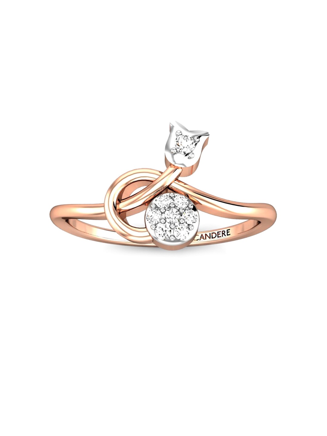 

CANDERE A KALYAN JEWELLERS COMPANY BIS Hallmark 18KT Rose Gold Diamond Finger Ring-1.76gm