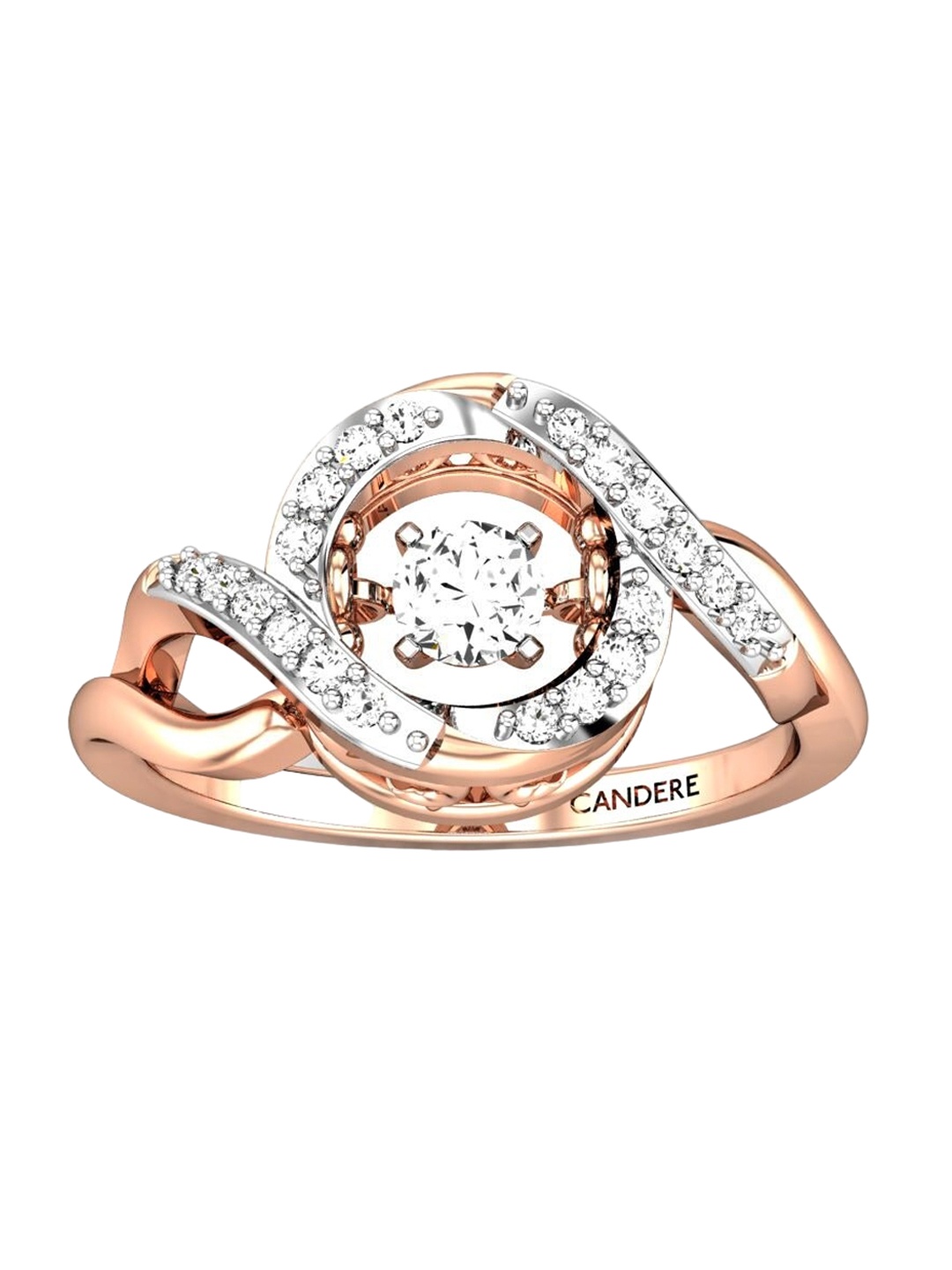 

CANDERE A KALYAN JEWELLERS COMPANY 18KT (750) Rose Gold Diamond Studded Ring-2.24 gm