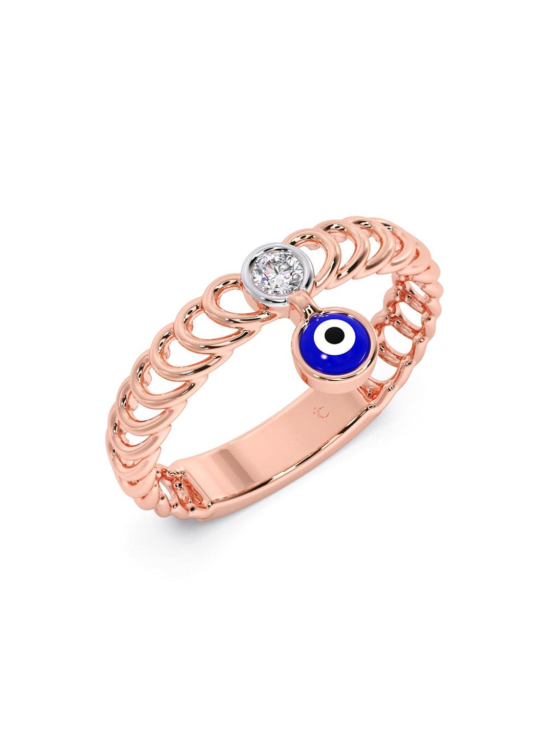 

CANDERE A KALYAN JEWELLERS COMPANY BIS Hallmark 18KT Gold Diamond Finger Ring-2.29gm, Rose gold