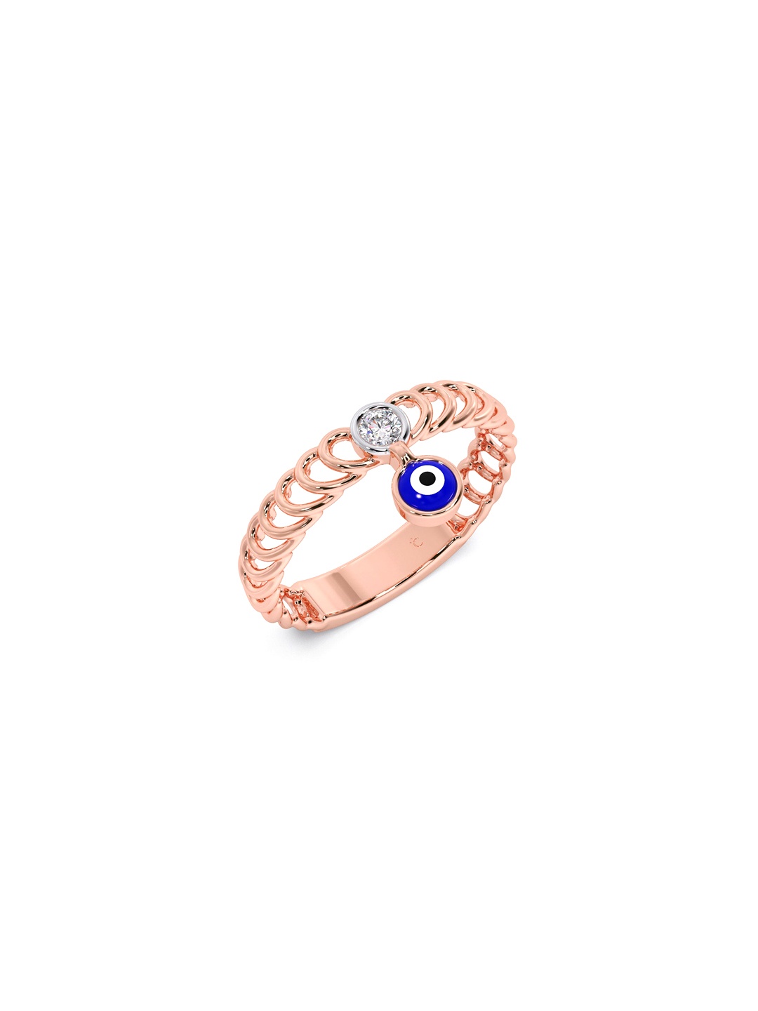 

CANDERE A KALYAN JEWELLERS COMPANY 14KT (585) Rose Gold Diamond Studded Finger Ring-2.1gm