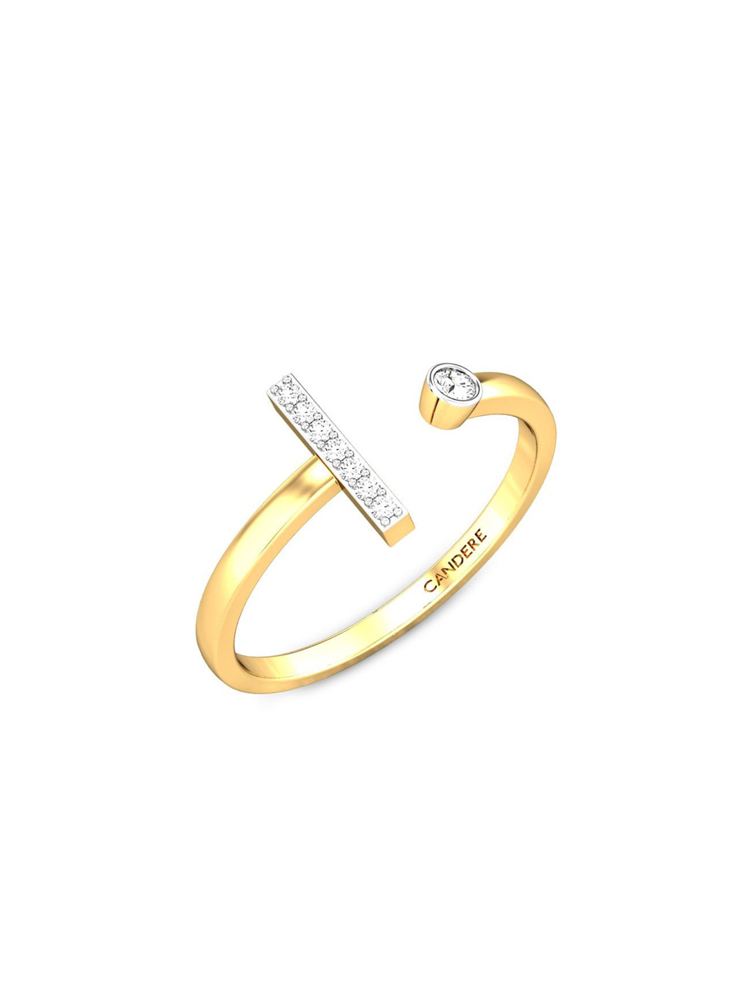 

CANDERE A KALYAN JEWELLERS COMPANY 18KT (750) Gold Diamond Studded Ring-1.72 gm