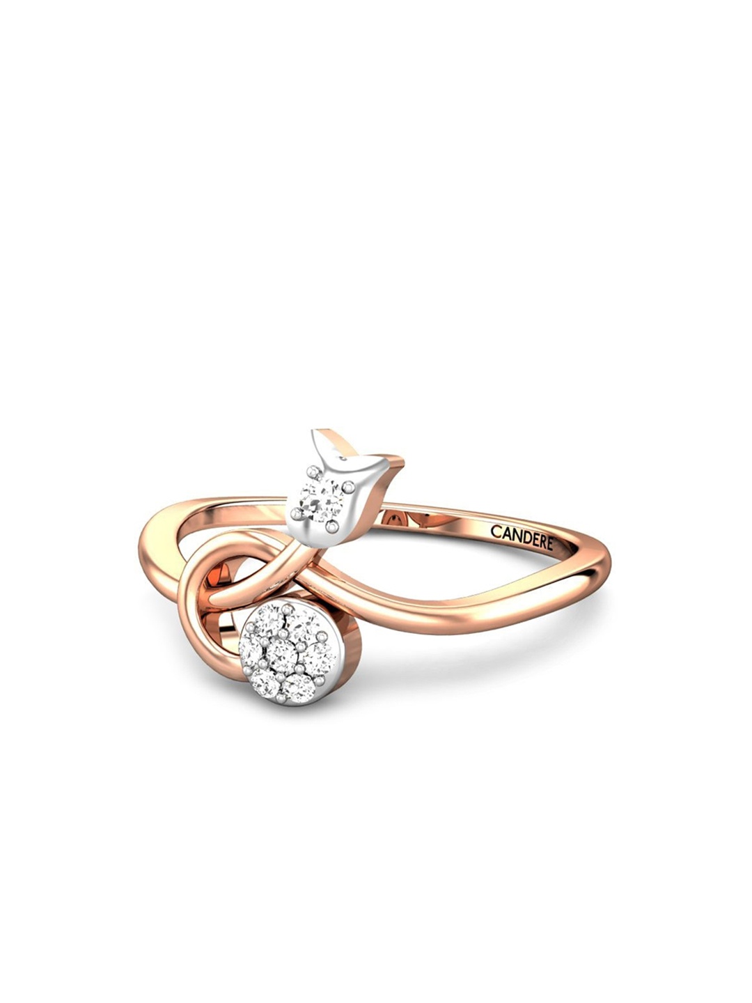 

CANDERE A KALYAN JEWELLERS COMPANY BIS Hallmark 14KT Gold Diamond Finger Ring-1.47gm, Rose gold
