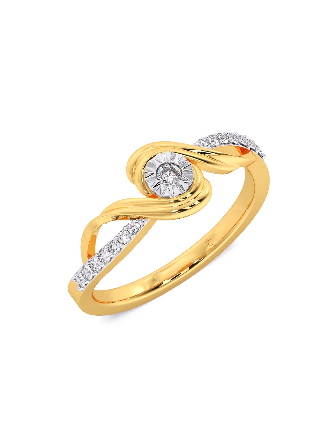 

CANDERE A KALYAN JEWELLERS COMPANY 18KT (750) Gold Diamond Studded Ring-2.92 gm