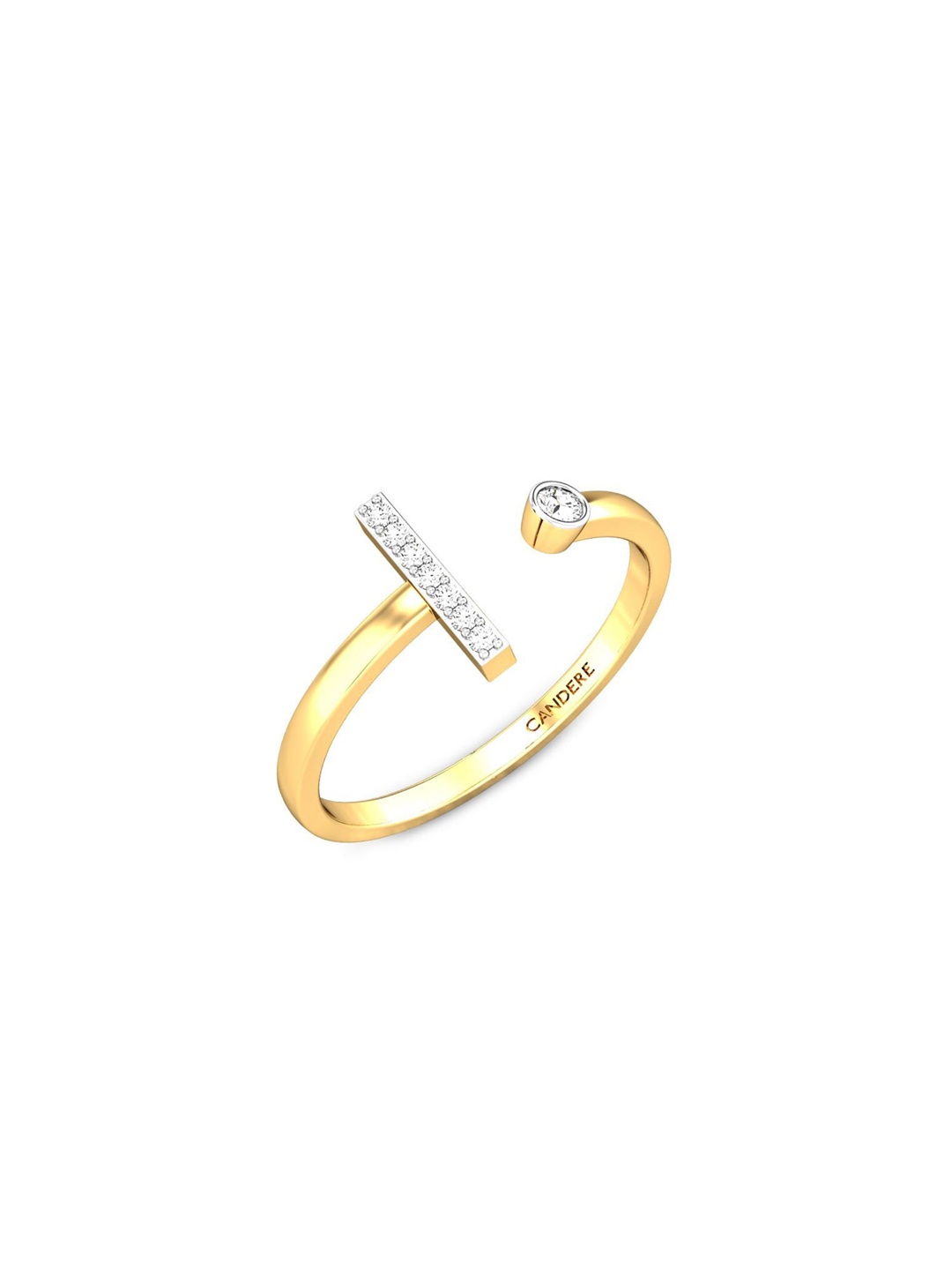 

CANDERE A KALYAN JEWELLERS COMPANY 18KT (750) Gold Diamond Studded Ring-1.69 gm