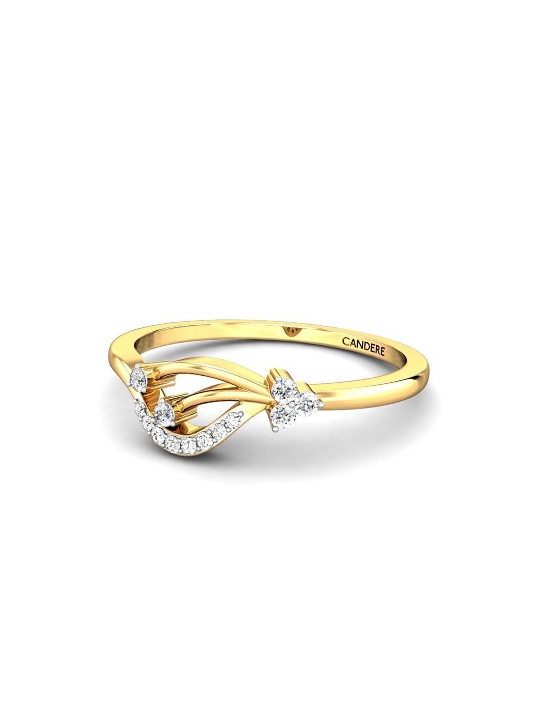 

CANDERE A KALYAN JEWELLERS COMPANY 18KT (750) Gold Diamond Studded Ring-1.72gm
