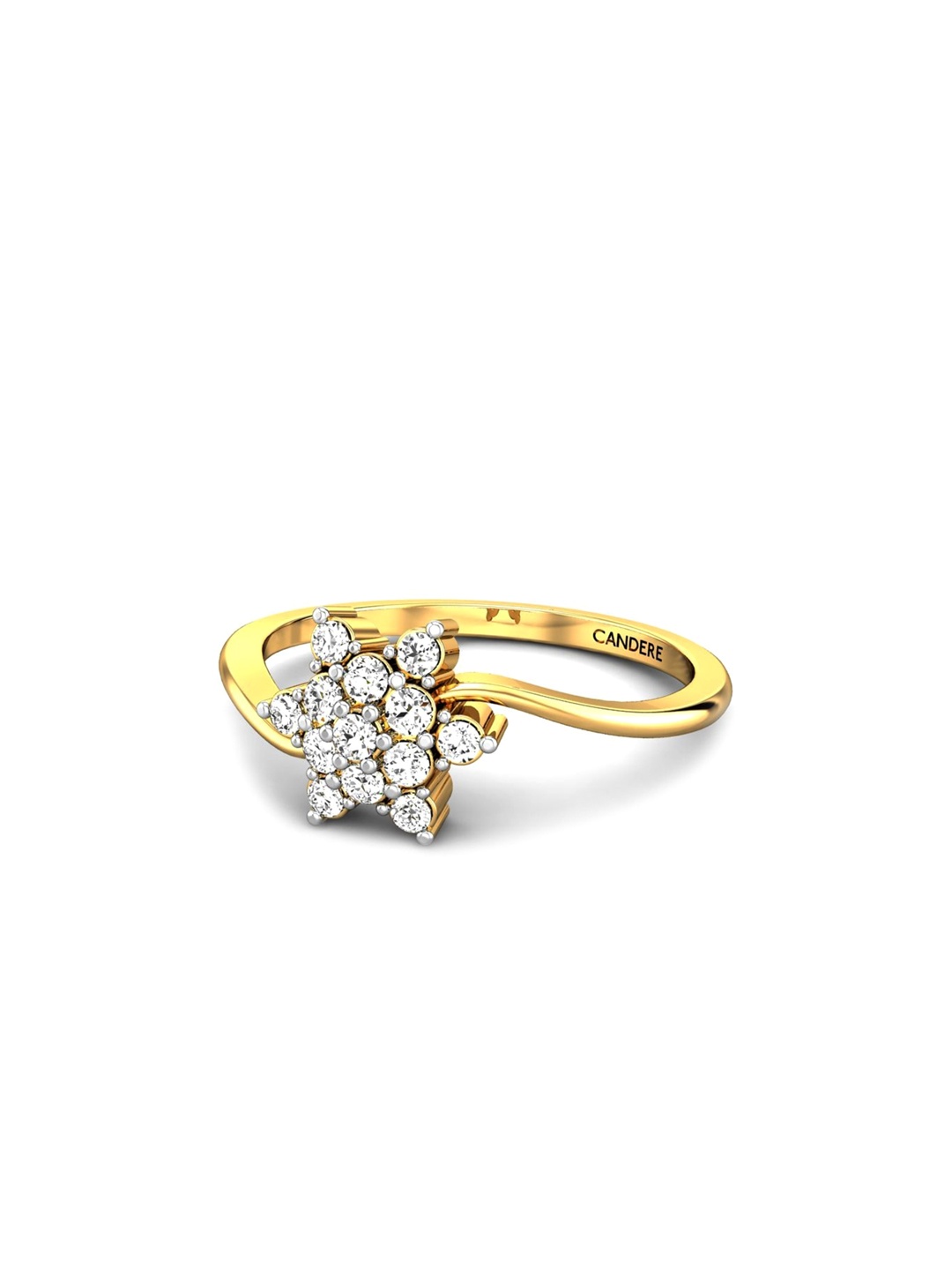 

CANDERE A KALYAN JEWELLERS COMPANY BIS Hallmark 18KT Gold Diamond Studded Ring-2.1gm