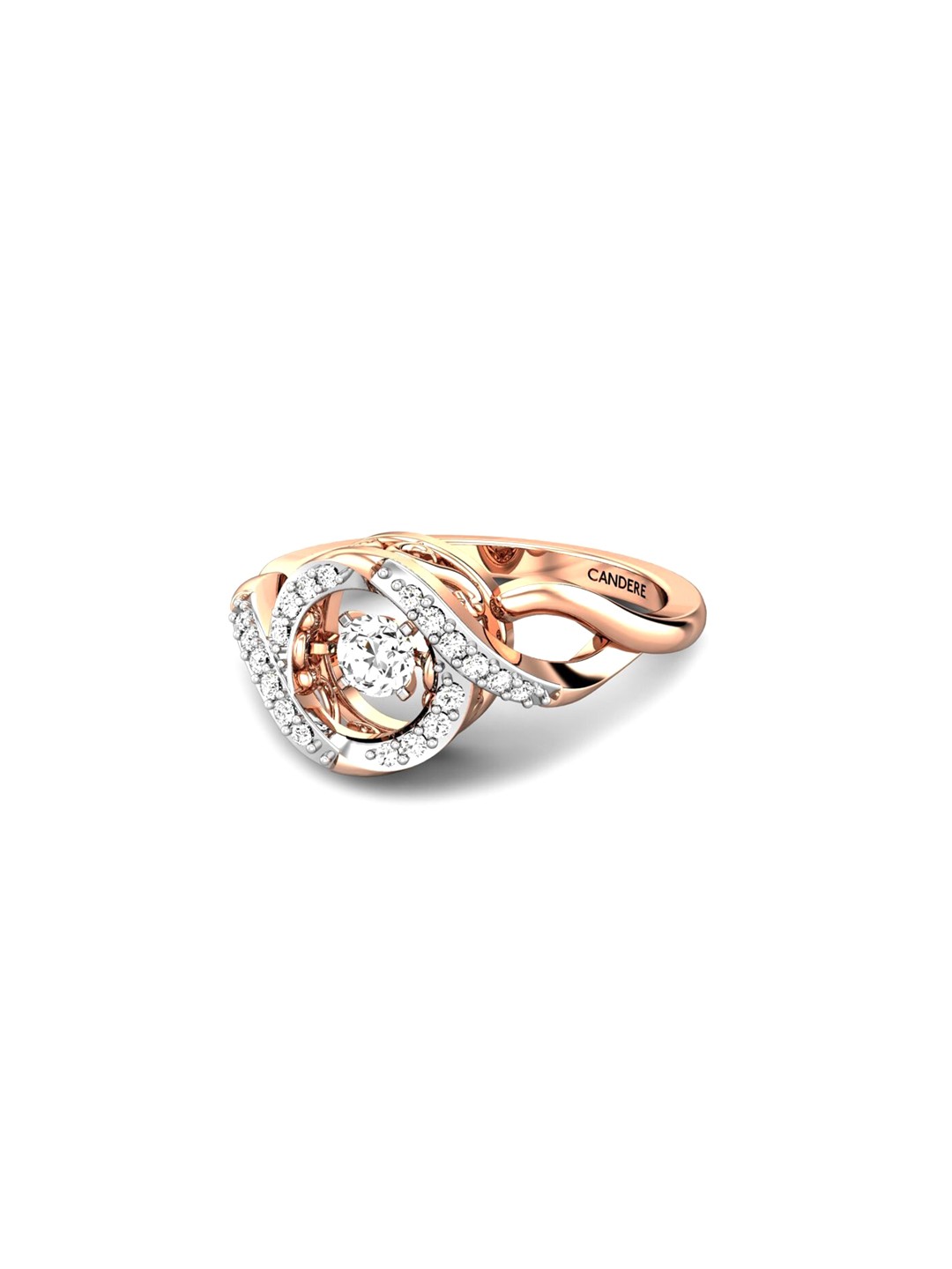 

CANDERE A KALYAN JEWELLERS COMPANY 18KT (750) Rose Gold Diamond Studded Ring-1.95 gm
