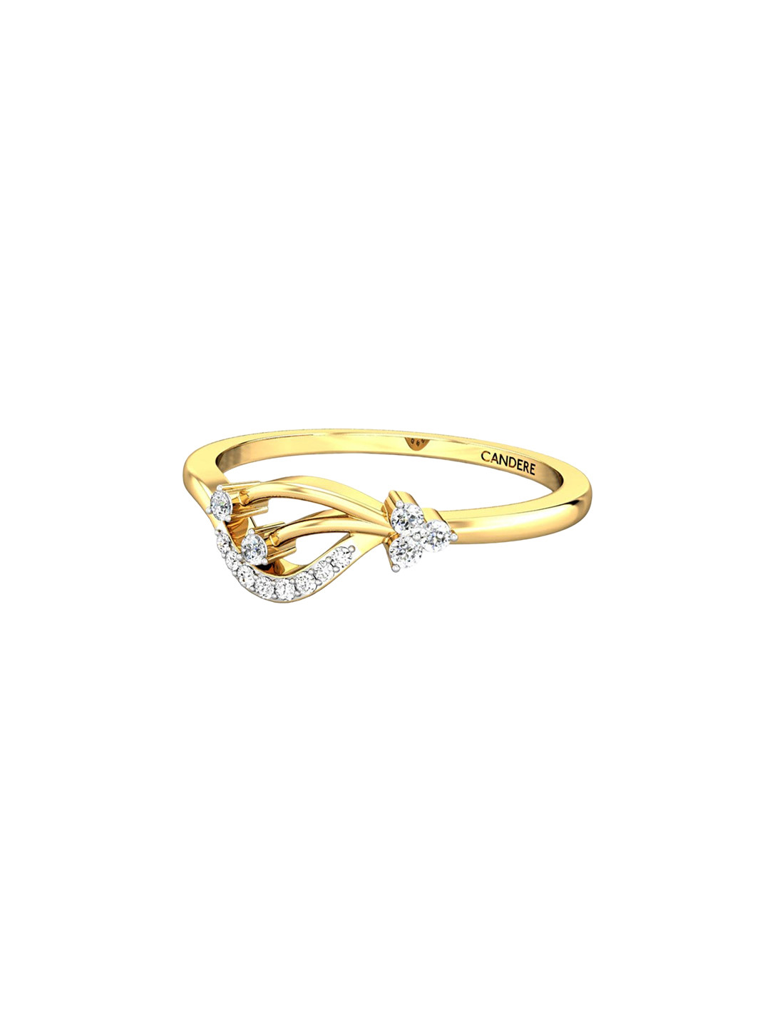 

CANDERE A KALYAN JEWELLERS COMPANY 18KT (750) Gold Diamond Studded Ring-1.65 gm