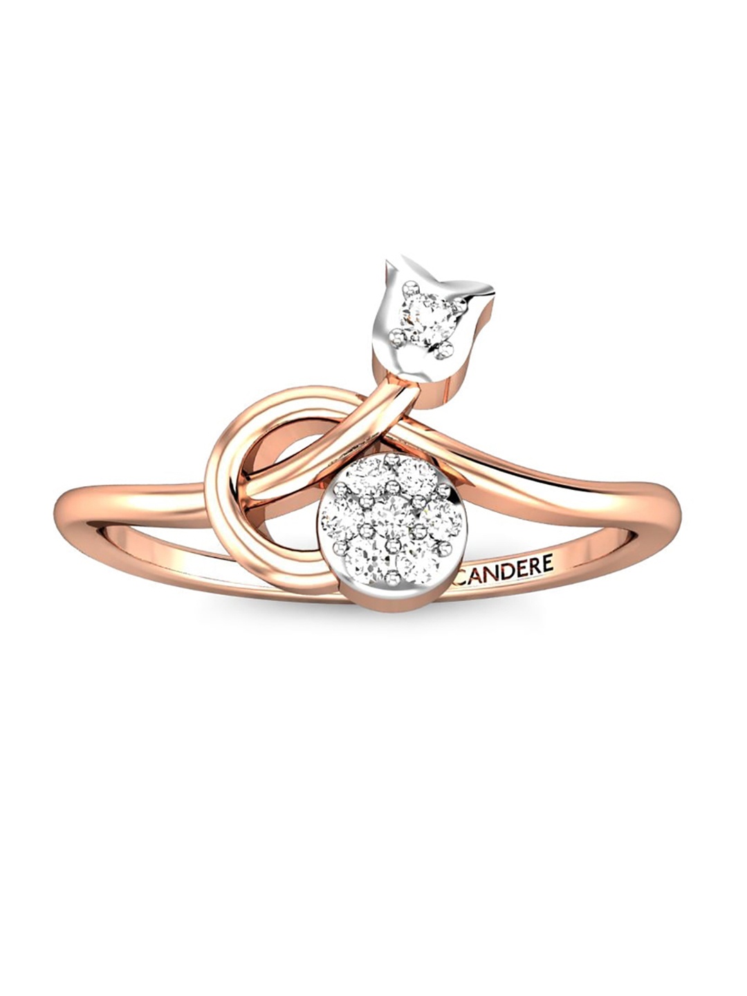 

CANDERE A KALYAN JEWELLERS COMPANY BIS Hallmark 14KT Rose Gold Diamond Finger Ring-1.2gm