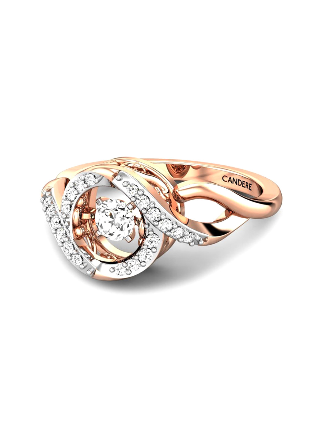 

CANDERE A KALYAN JEWELLERS COMPANY 18KT Rose Gold Diamond-Studded Finger Ring-2.11gm