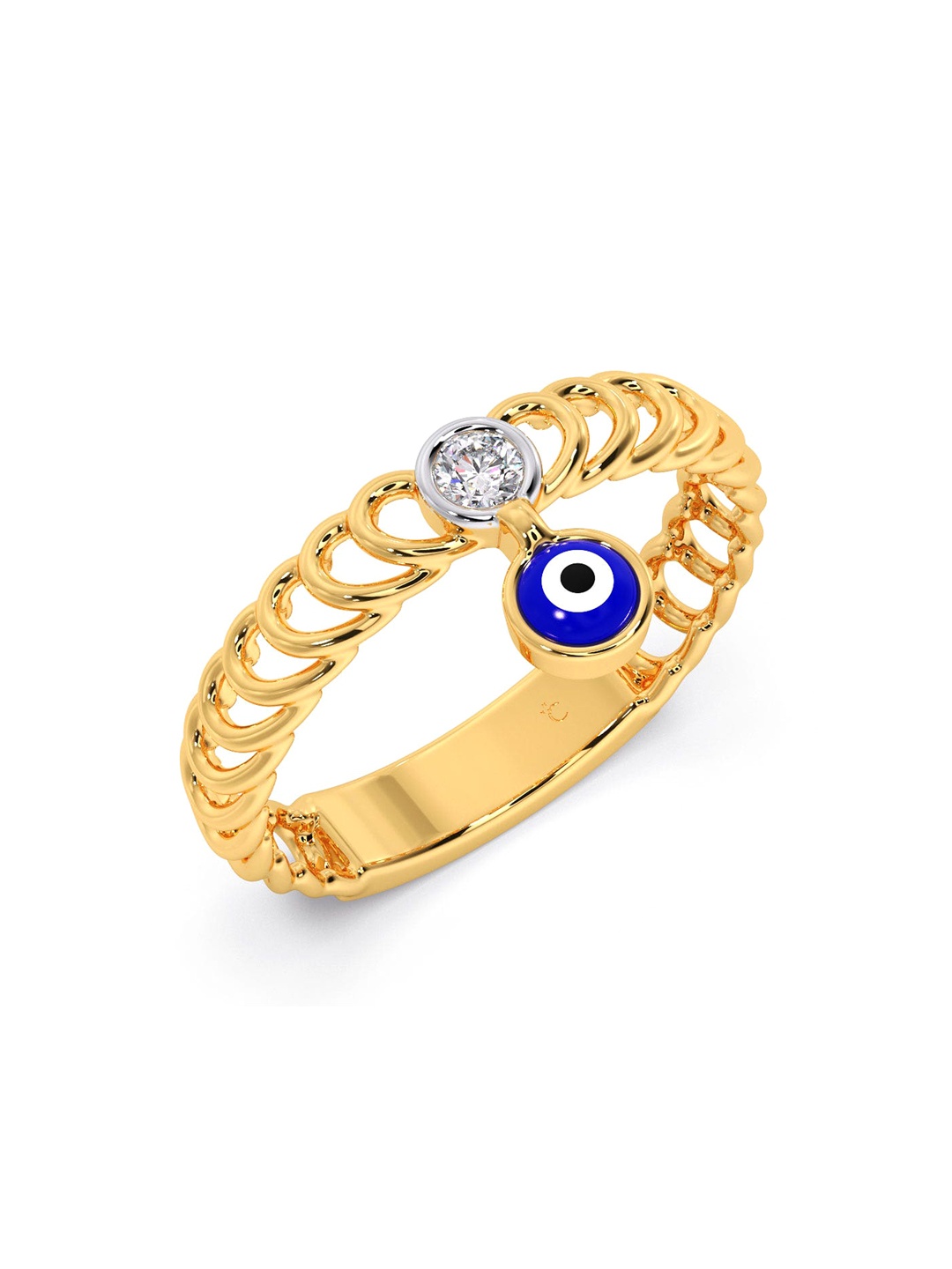 

CANDERE A KALYAN JEWELLERS COMPANY 14KT (585) Gold Diamond Studded Ring-1.94 gm