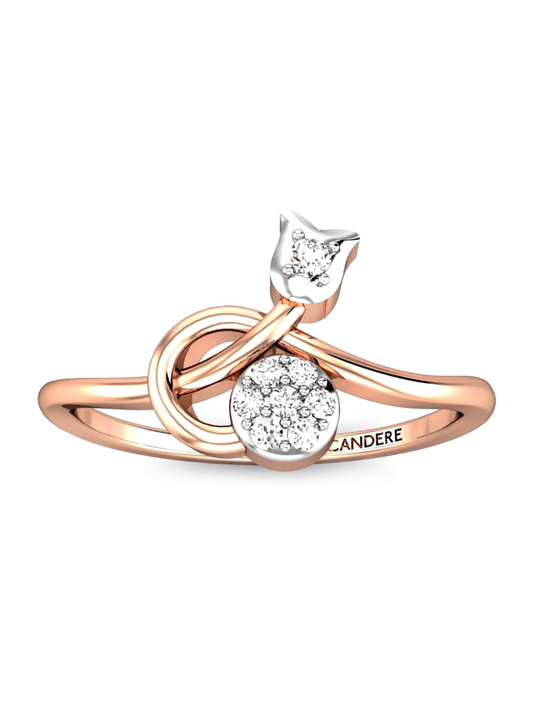 

CANDERE A KALYAN JEWELLERS COMPANY BIS Hallmark 18KT Rose Gold Diamond Finger Ring-1.82gm