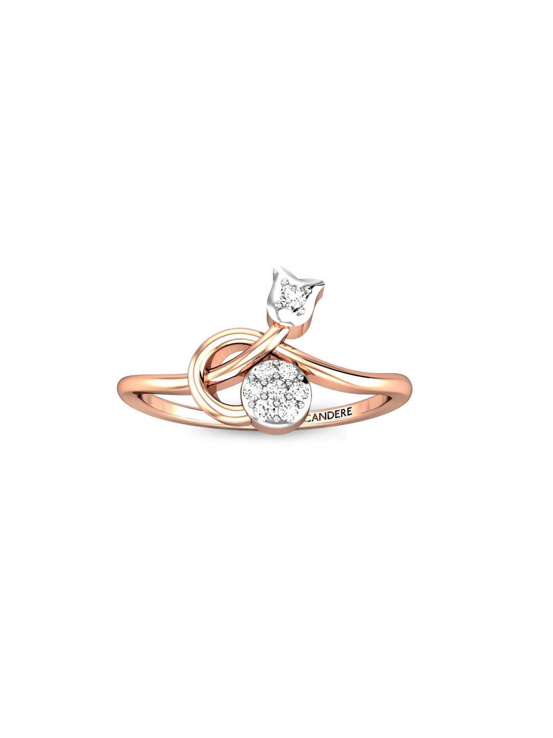 

CANDERE A KALYAN JEWELLERS COMPANY 14KT (585) Rose Gold Diamond Studded Ring-1.52 gm