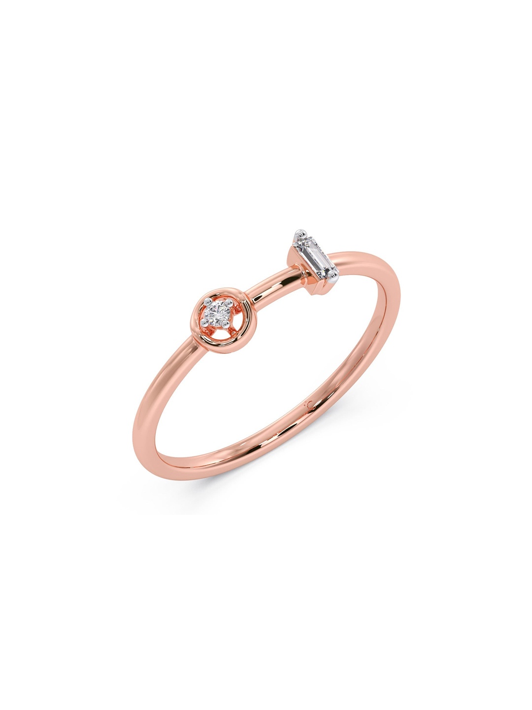 

CANDERE A KALYAN JEWELLERS COMPANY BIS Hallmark 14KT Rose Gold Diamond Finger Ring-1.22gm