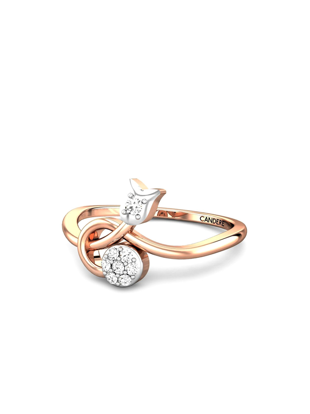 

CANDERE A KALYAN JEWELLERS COMPANY 14KT Rose Gold Diamond-Studded Finger Ring-1.42gm