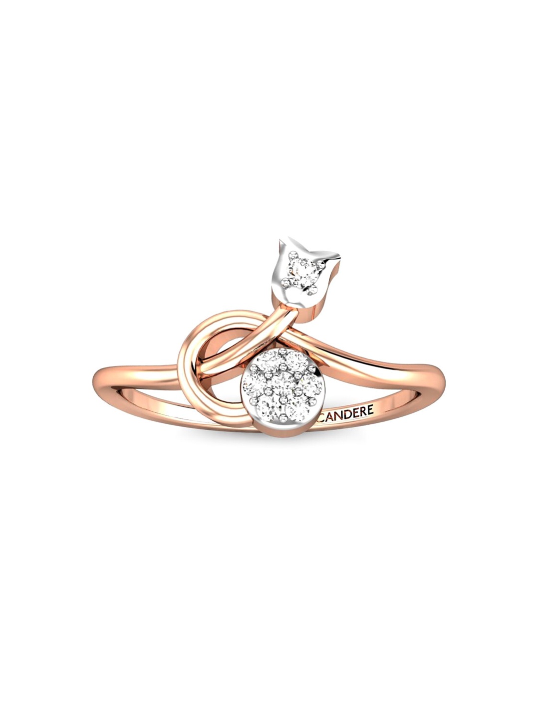 

CANDERE A KALYAN JEWELLERS COMPANY 18KT (750) Gold Diamond Studded Ring-1.45gm