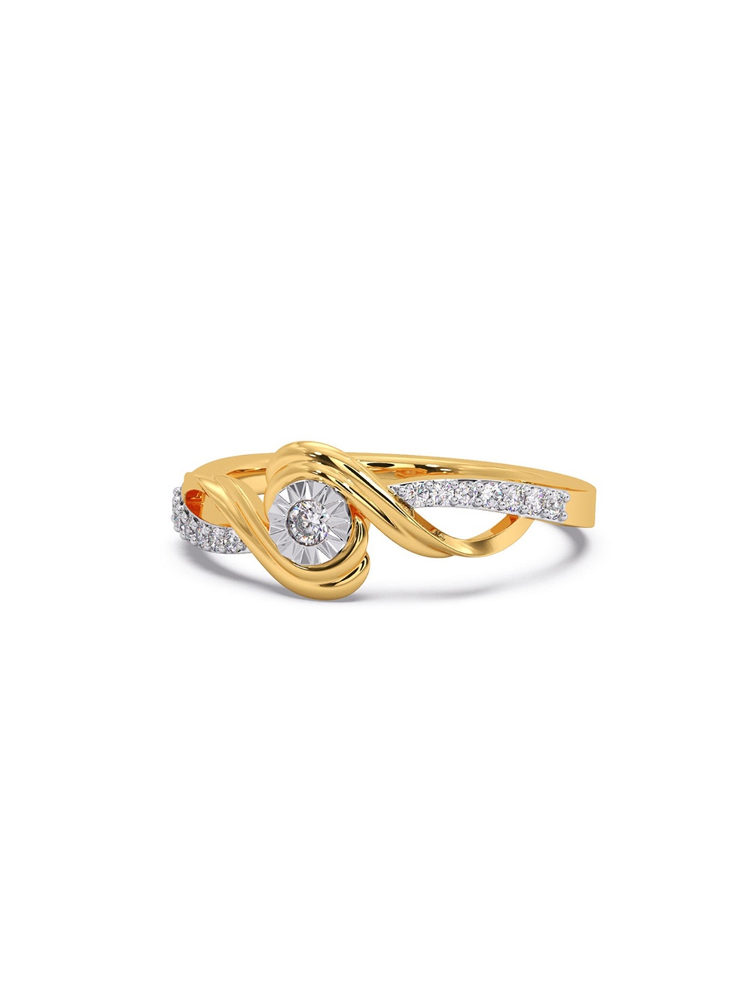 

CANDERE A KALYAN JEWELLERS COMPANY 18KT Gold Diamond Studded Flower Finger Ring-3.22gm