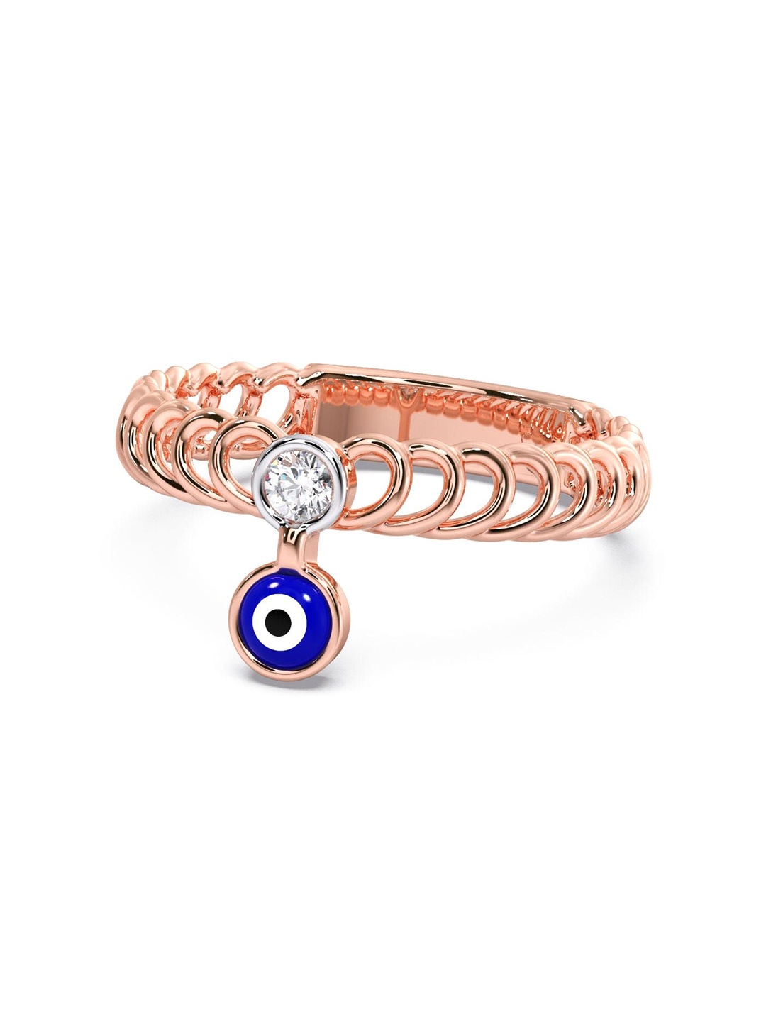 

CANDERE A KALYAN JEWELLERS COMPANY BIS Hallmark 14KT Rose Gold Diamond Finger Ring-1.99gm