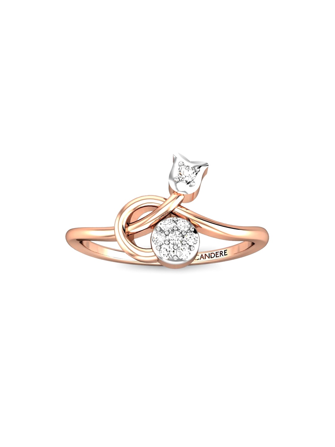 

CANDERE A KALYAN JEWELLERS COMPANY BIS Hallmark 14KT Rose Gold Diamond Finger Ring-1.3gm