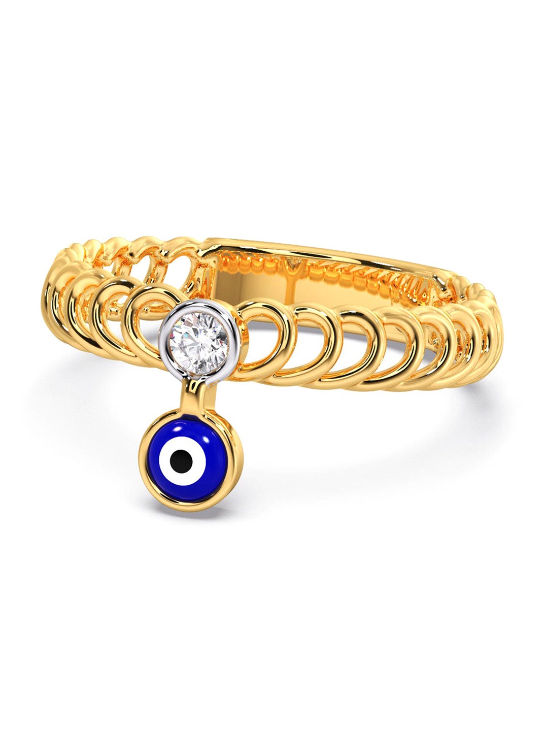 

CANDERE A KALYAN JEWELLERS COMPANY 14KT (585) Gold Diamond Studded Ring-1.88 gm