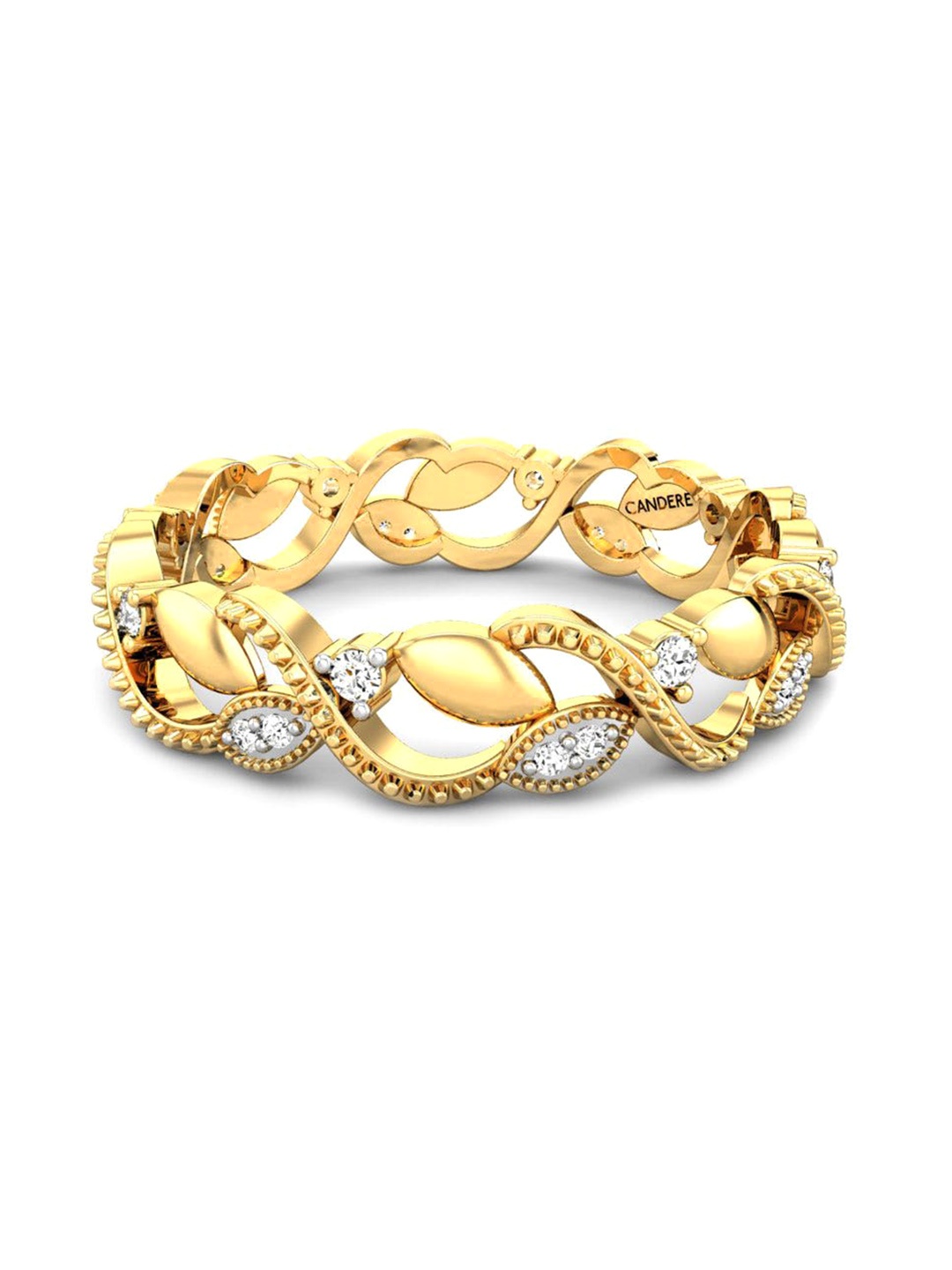 

CANDERE A KALYAN JEWELLERS COMPANY 18KT 750 Gold Diamond Studded Ring-2.45gm