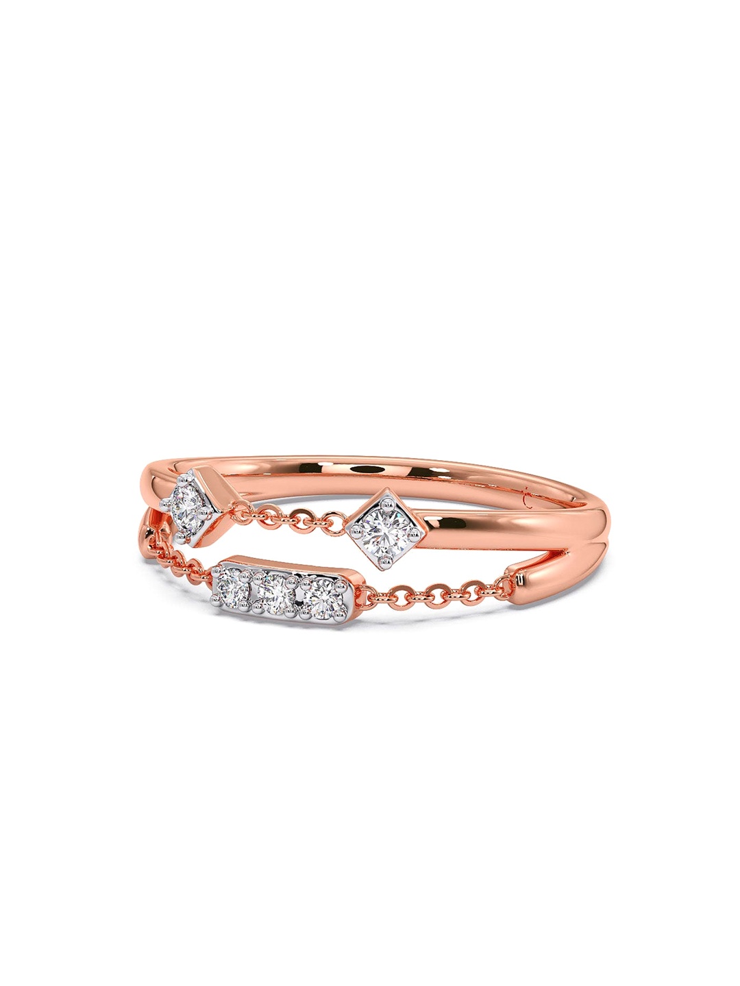 

CANDERE A KALYAN JEWELLERS COMPANY 14KT (585) Rose Gold Diamond Studded Ring-2.2 gm