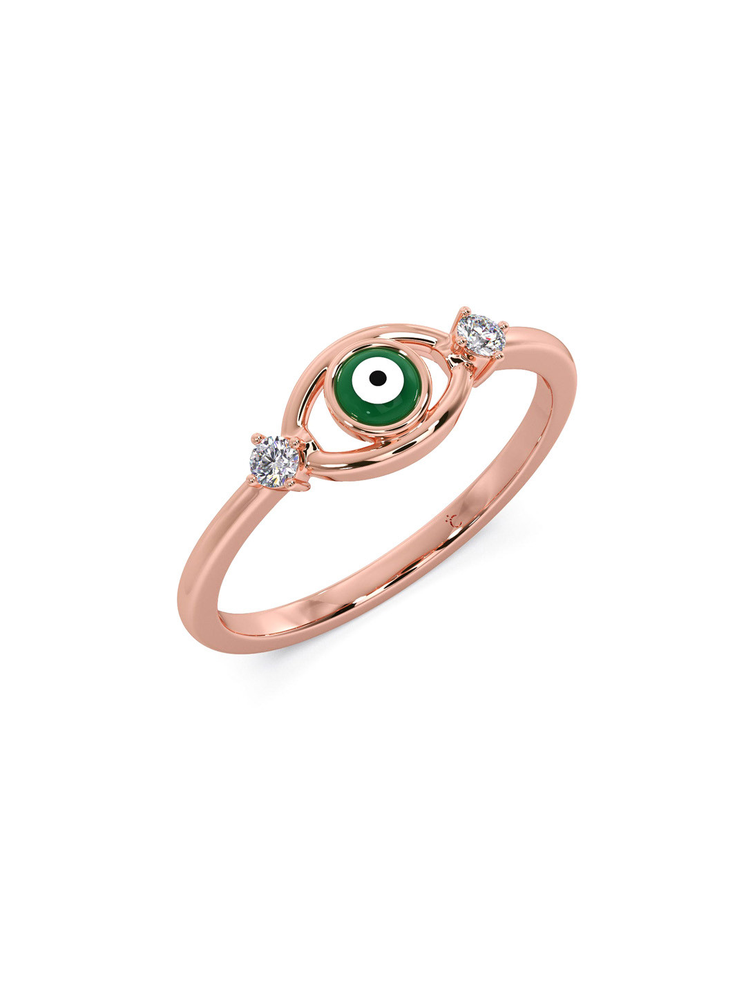 

CANDERE A KALYAN JEWELLERS COMPANY 18KT (750) Evil Eye Gold Diamond Studded Ring-2.11gm, Rose gold