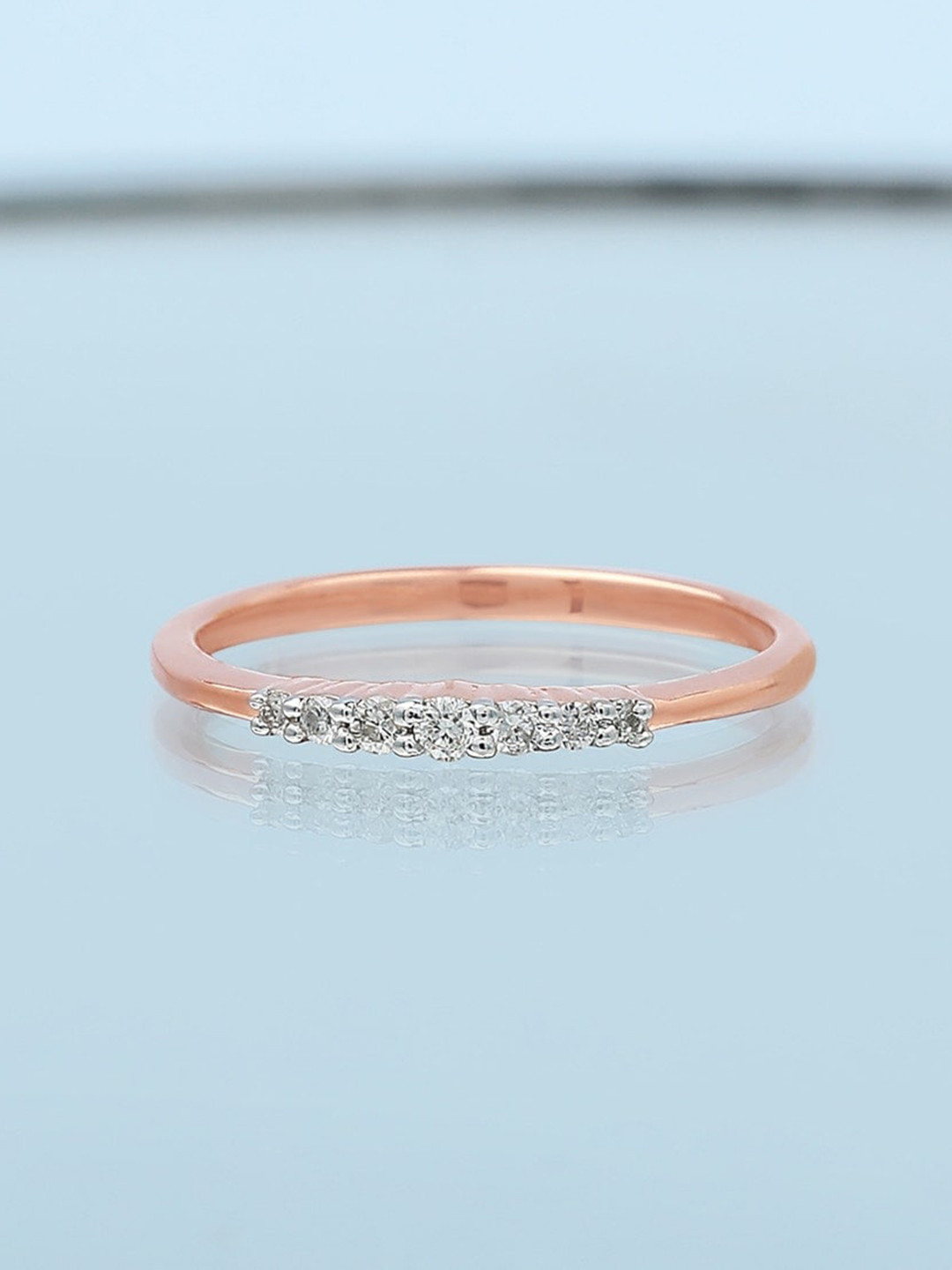 

CANDERE A KALYAN JEWELLERS COMPANY 14KT (585) Rose Gold Diamond Studded Ring-1.16 gm