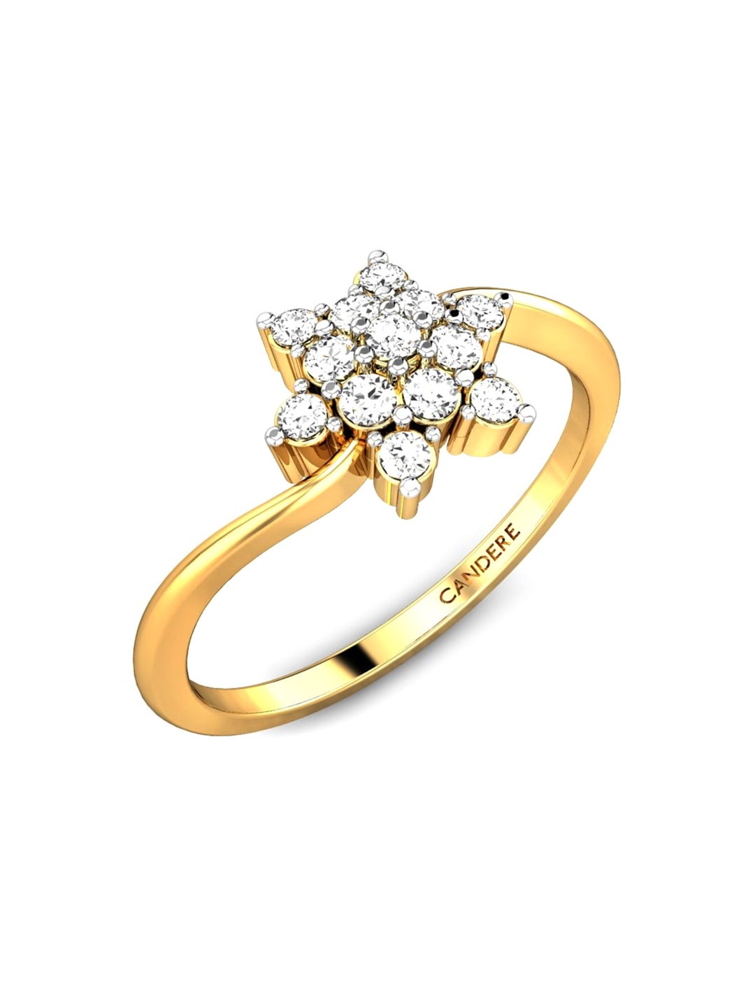 

CANDERE A KALYAN JEWELLERS COMPANY BIS Hallmark 18KT Gold Diamond Finger Ring-1.88gm