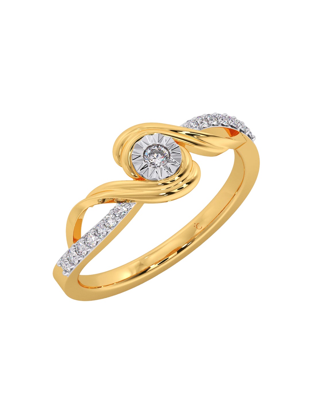 

CANDERE A KALYAN JEWELLERS COMPANY 18KT 750 Gold Diamond Studded Ring-3.09gm