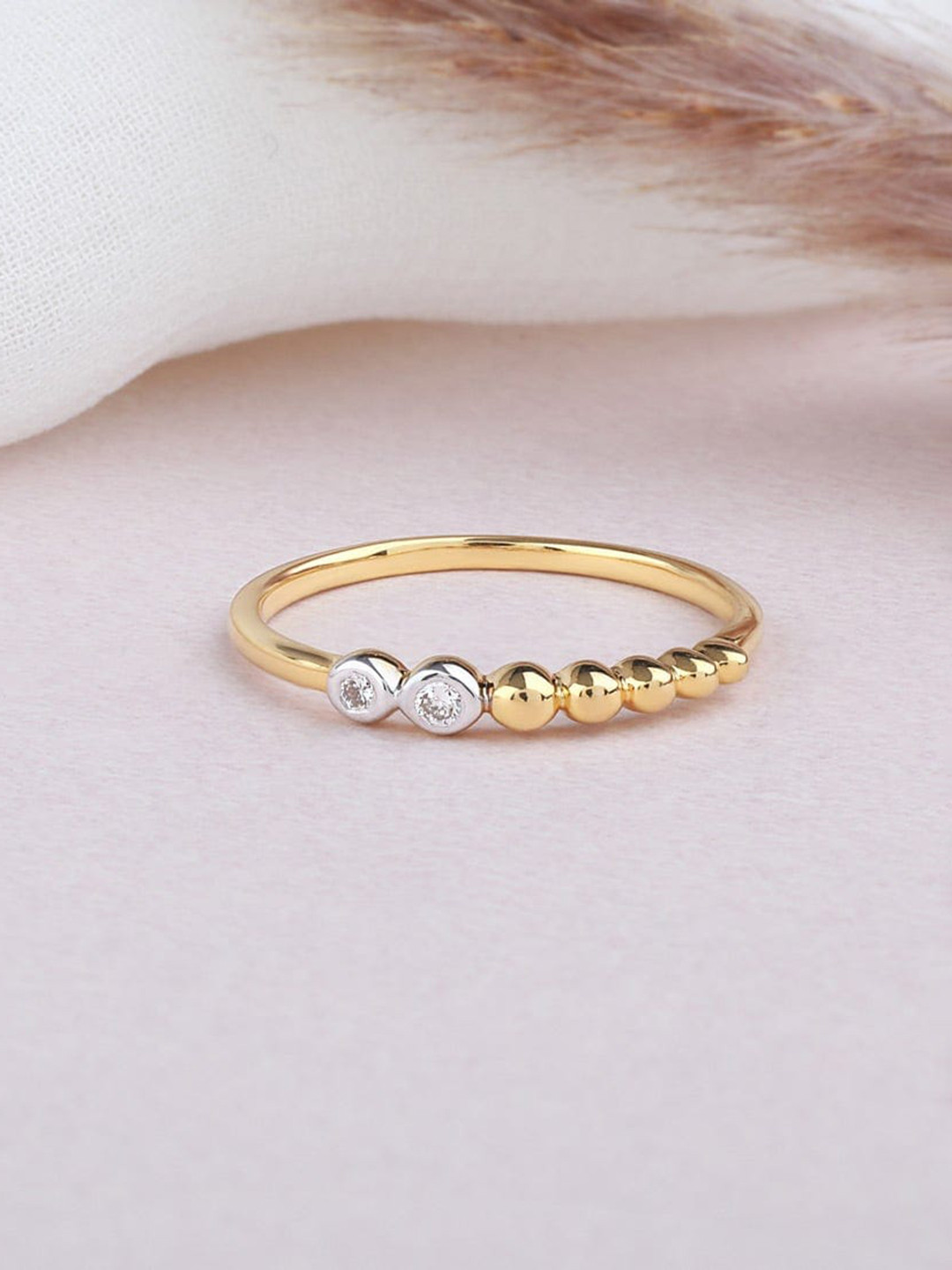 

CANDERE A KALYAN JEWELLERS COMPANY 18KT (750) Rose Gold Diamond Studded Ring-1.52gm