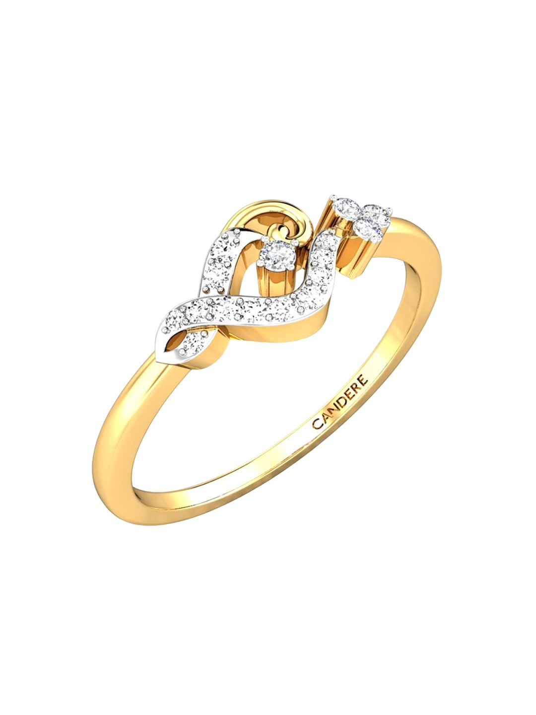 

CANDERE A KALYAN JEWELLERS COMPANY 18KT (750) Gold Diamond Studded Ring-1.93 gm