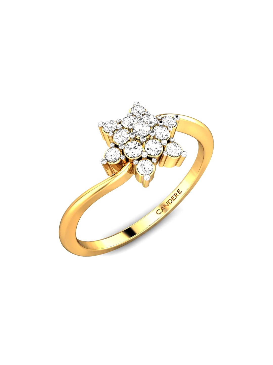 

CANDERE A KALYAN JEWELLERS COMPANY 18KT (750) Gold Diamond Studded Ring-2.21 gm