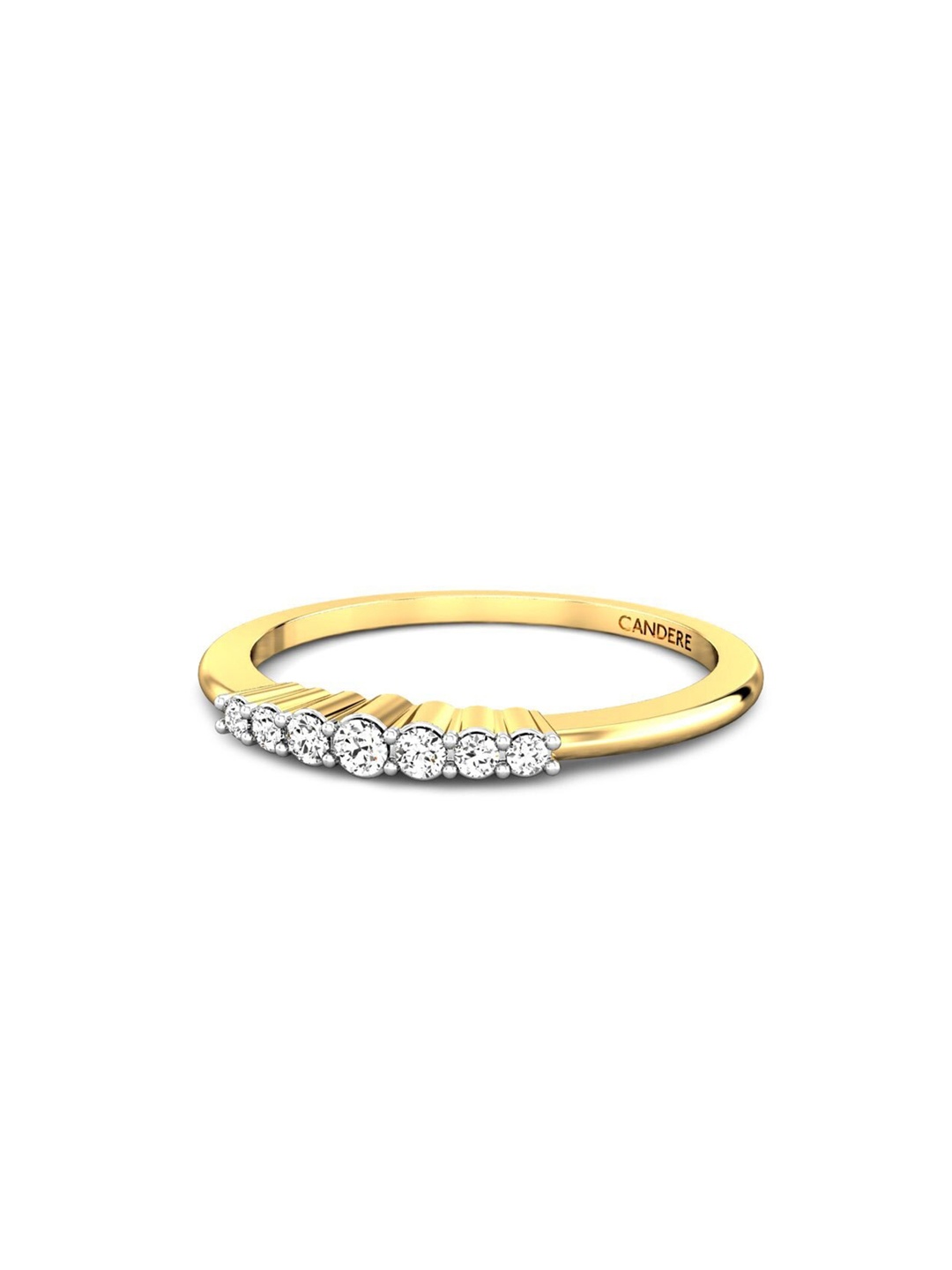 

CANDERE A KALYAN JEWELLERS COMPANY 14KT (585) Gold Diamond Studded Ring-1.36 gm