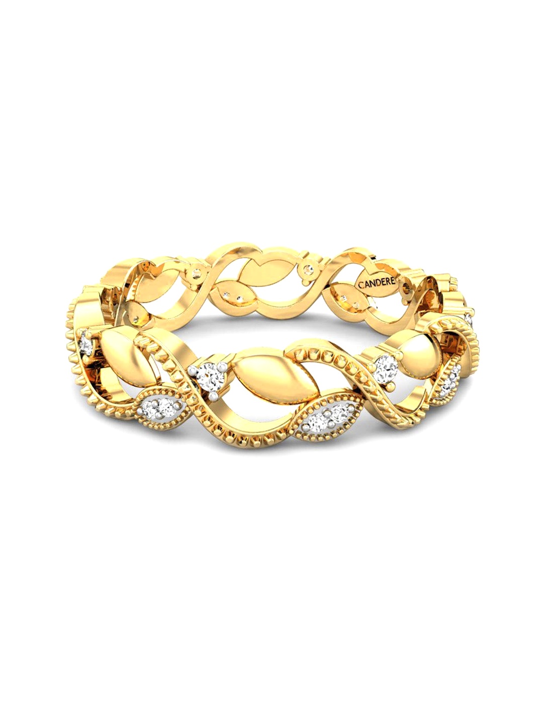 

CANDERE A KALYAN JEWELLERS COMPANY 18KT (750) Gold Diamond Studded Ring-2.61gm