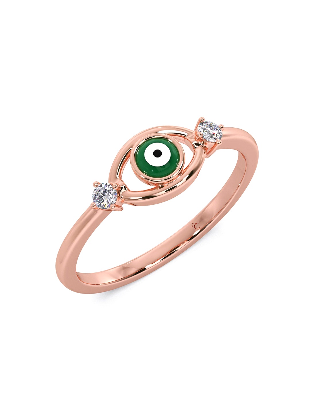 

CANDERE A KALYAN JEWELLERS COMPANY 18KT (750) Gold Diamond Studded Evil Eye Ring-2.35gm, Rose gold